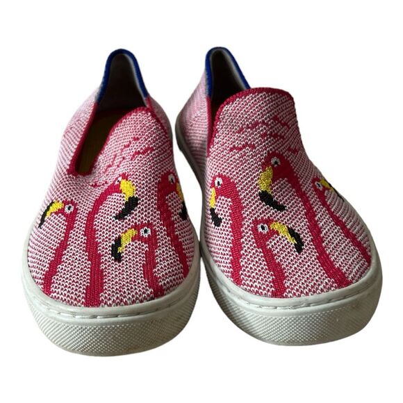 Rothy's Red Flamingo Pattern Youth The Kids Shoes Sneaker Size 12 Flat Pull On. - Picture 4 of 10